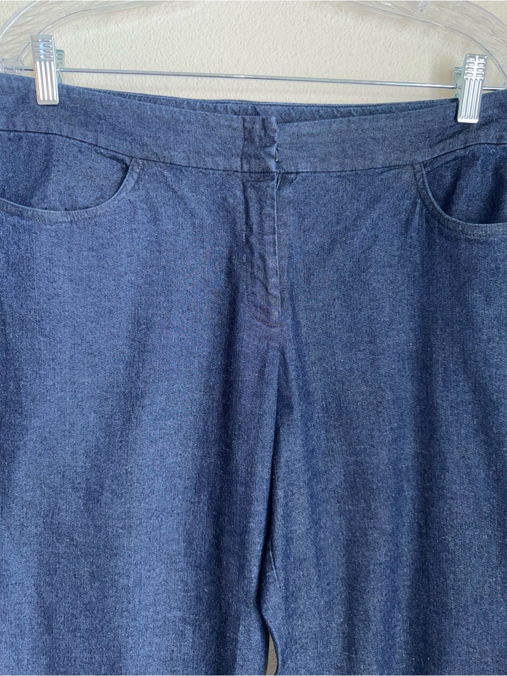 Eileen Fisher Blue Stretch Denim Jacket & Pants Set - Picture 4 of 14
